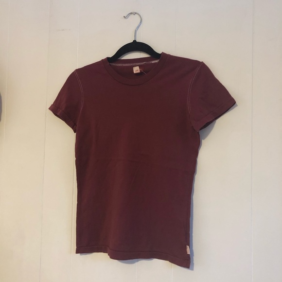 BURGUNDY COTTON TEE - Picture 1 of 2
